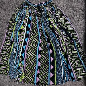 Vintage Colorful Geometric Patterned Skirt